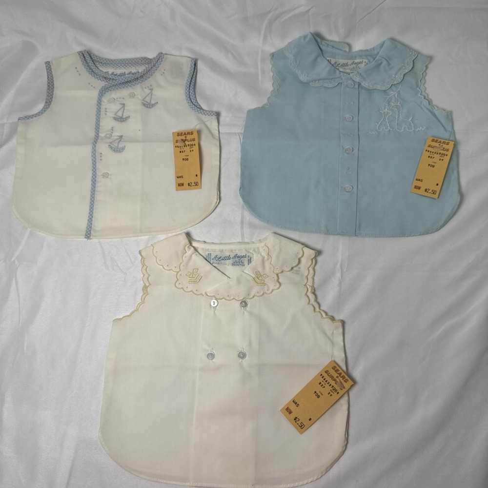Vintage A Little Angel Baby Girl Tops 0-3 Months‎ Embroidered Lot Of 3 ALL NWT